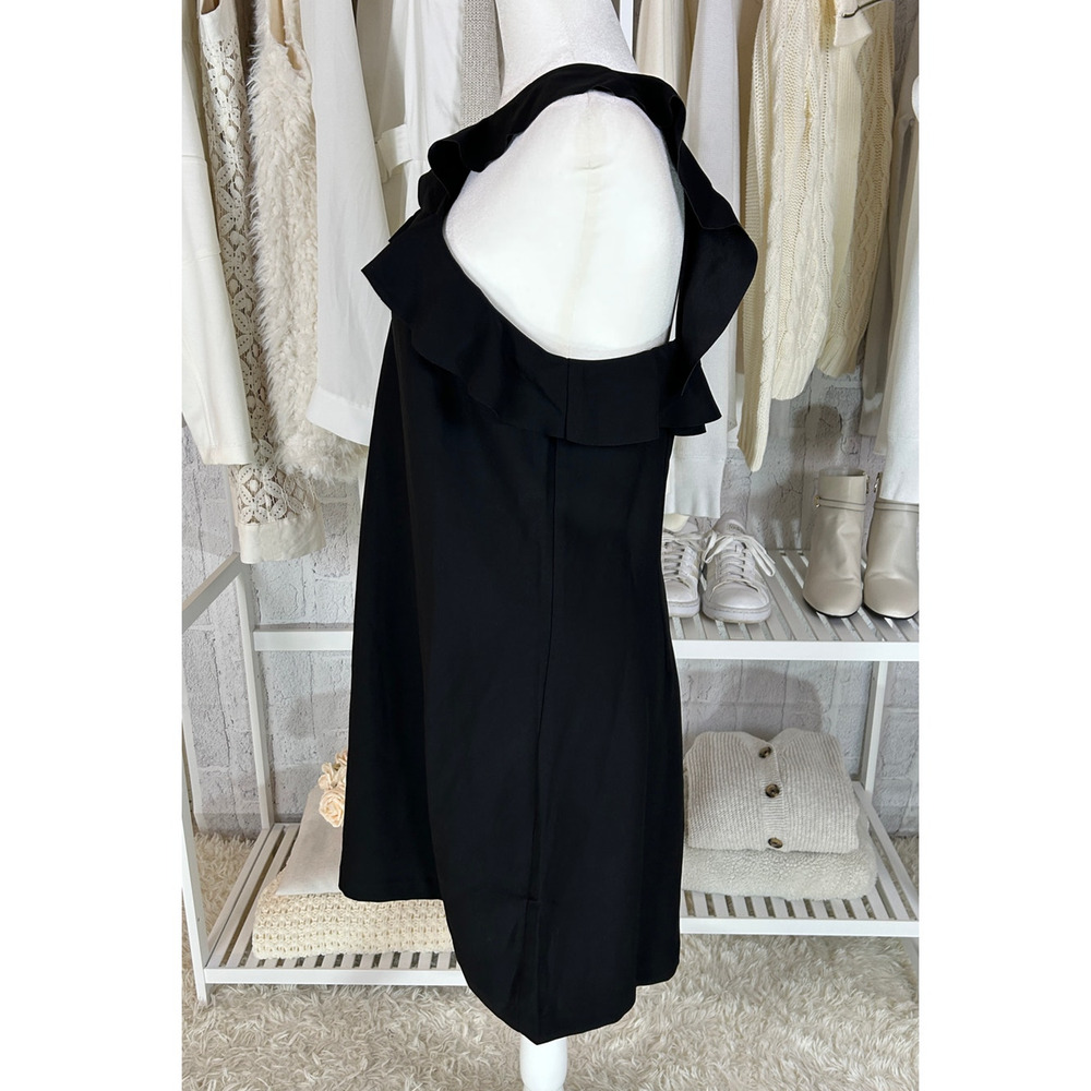 Banana Republic Women's Size 8 Tall Black Cross front Ruffle Strap Dress #0281 - Picture 3 of 13